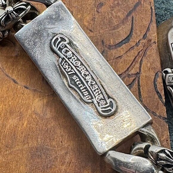 Chrome Hearts Dagger Dual I.D. Sterling Silver Unisex Bracelet Rockstar - Picture 5 of 12